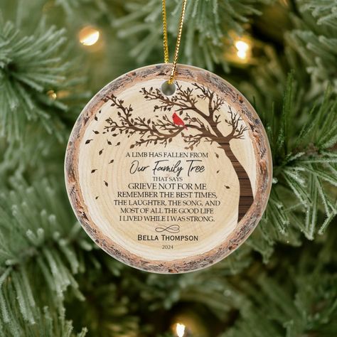 Honor the memory of your loved ones and keep their spirit close this holiday season with our Rustic Wreath Family Memorial Tree Red Cardinal Ceramic Ornament. This beautiful and heartfelt ornament combines rustic charm with a touching tribute, making it a perfect addition to your holiday décor.  It's a touching tribute that helps keep the memory of loved ones alive during the holiday season. Each time you hang it on the tree, you'll be reminded of the special people who continue to live on in your heart.Keep the spirit of your loved ones close with our Rustic Wreath Family Memorial Tree Red Cardinal Ceramic Ornament. Order yours today and let it be a symbol of love, remembrance, and holiday magic. Memorial Tree, Memory Tree, Rustic Wreath, Memorial Ornaments, Red Cardinal, Wood Ornaments, Special People, Love Symbols, The Tree