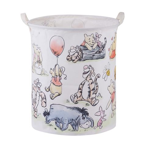 Vintage Winnie The Pooh Nursery, Winnie The Pooh Decor, Disney Wall Decor, Basket Nursery, Nursery Hamper, Toy Bin, Winnie The Pooh Nursery, Boy Girl Nursery, Collapsible Storage Bins