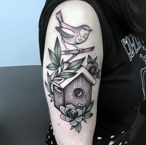 Bird House Tattoo Ideas, Home Tattoo, Old School Tattoo, Body Mods, Tattoos And Piercings, Bird House, Tatting, Old School, Tattoo Ideas