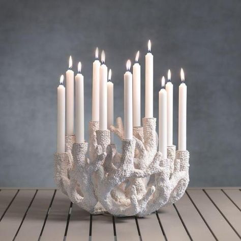 Cayo Coral 12- Tier Taper Holder Tiered Candle Centerpiece, Coastal Dining Room, Taper Holders, Sculptures Céramiques, Cerámica Ideas, How To Make Lanterns, Selling Candles, Taper Candle Holders, Ceramic Candle