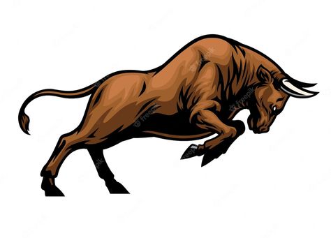 Premium Vector | Big aggressive muscle bull attacking Taurus Logo, Angry Bull, Elephant Zoo, Bull Images, Angry Animals, Animal Vector, Bull Art, Bull Tattoos, Taurus Tattoos