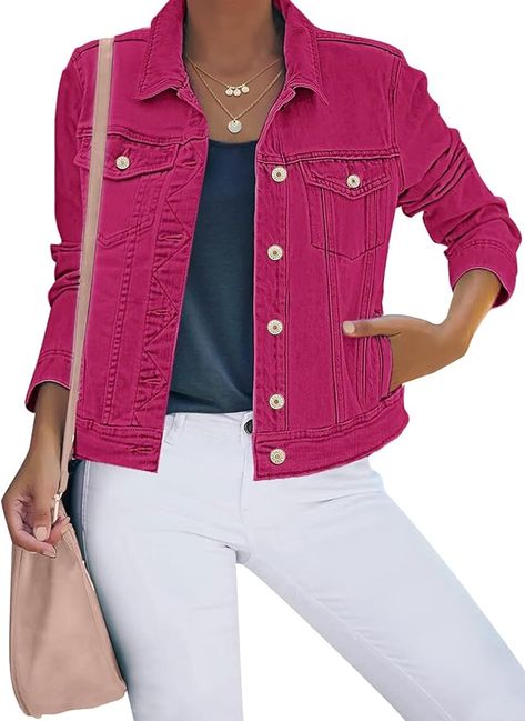 The womens winter jackets features collared neckline design, button down closure, two flap chest pockets and side pockets, single-breasted, long sleeve fashion jacket, western jackets. Womens Winter Jackets, Western Jackets, Long Sleeve Jean Jacket, Pockets Details, Demin Jacket, Western Vibes, Long Sleeve Fashion, Red Jeans, Womens Jackets