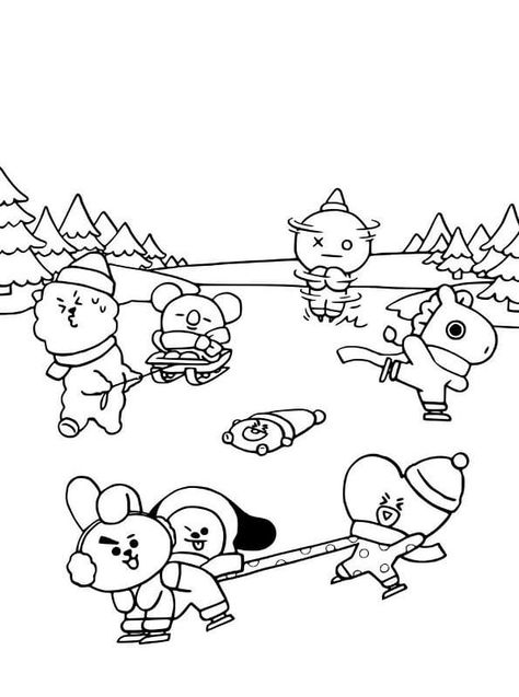 Bt21 Coloring Pages, Diy Coloring Books, Coloring Pages Winter, Kpop Diy, Black And White Cartoon, Mermaid Coloring Pages, Hippie Wallpaper, Mermaid Coloring, Cool Coloring Pages