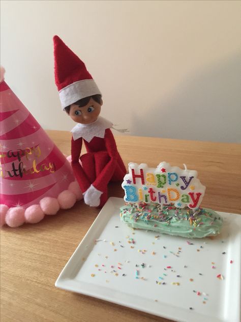 Elf On Shelf Birthday Visit, Elf Birthday Surprise, Elf Happy Birthday Ideas, Elf On The Shelf Happy Birthday, Birthday Elf Ideas, Elf On Shelf Birthday Ideas, Happy Birthday Elf On The Shelf Ideas, Elf On Shelf Birthday, Elf Birthday Ideas