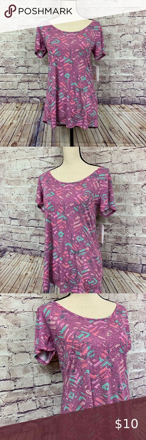 LuLaRoe Purple Print Classic Tee High Low Hem, Purple Green, Tee Shop, High & Low, High Low, Lace Top, Tops & Tees, Leggings, Pet