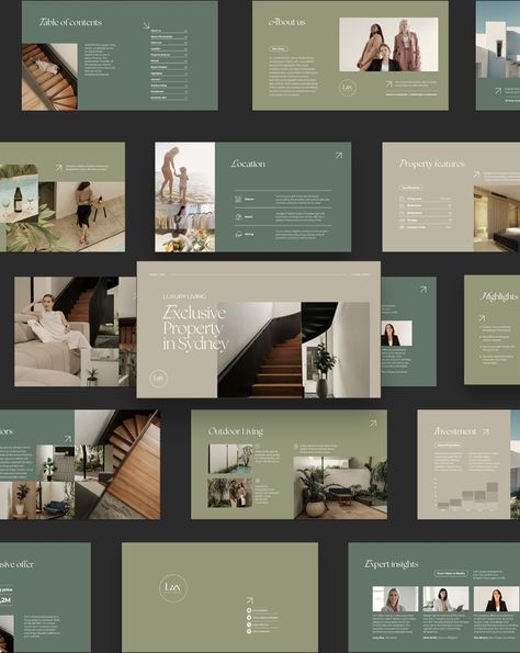 Introducing our Luxury Real Estate Presentation Template, crafted by industry experts to meet the needs of real estate professionals, agencies, and luxury property marketers. This sophisticated Canva template features 15 meticulously designed slides, offering a premium and exclusive design not found in the Canva library, so you get a unique and specific presentation tailored to stand out. Key Features: * Expertly Designed: Created by industry experts with real copy for inspiration, ensuring prof Luxury Keynote Design, Sophisticated Presentation Design, Premium Presentation Design, Modern Ppt Design, Real Estate Presentation Template, Real Estate Design Ideas, Luxury Layout Design, Real Estate Presentation Design, Luxury Presentation Design