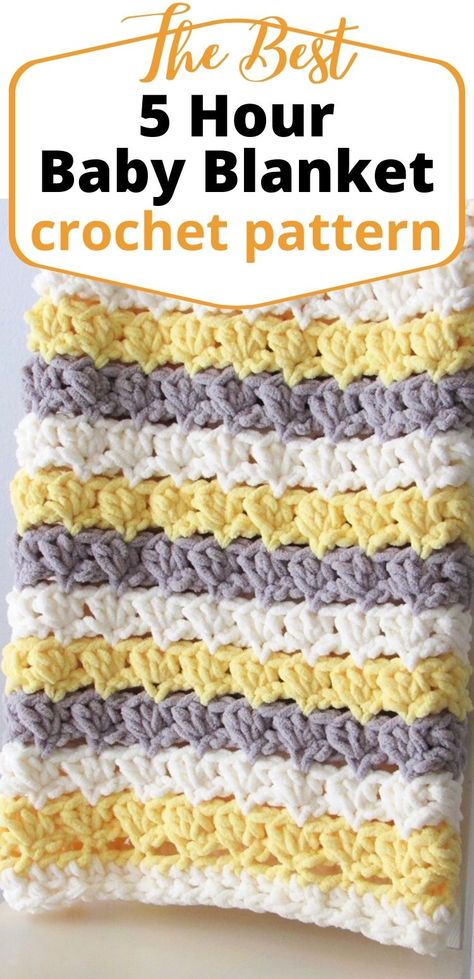 This gender neutral free crochet blanket is a great beginner pattern that works up in just 5 and a half hours. Made with chunky Bernat Blanket yarn this is an easy and quick crochet afghan project. Unisex Crochet Blanket|Crochet Baby Boy Blanket| Crochet Chunky Blanket|Fast Crochet Blanket| 5 Hour Crochet Blanket| Crochet Borders For Blankets, Quick Crochet Blanket, Crochet Baby Afghans, Crochet Blanket Stitch, Baby Blankets Crochet, Chunky Crochet Blanket Pattern, Crochet Blanket Stitch Pattern, Bernat Baby Blanket Yarn, Baby Boy Crochet Blanket