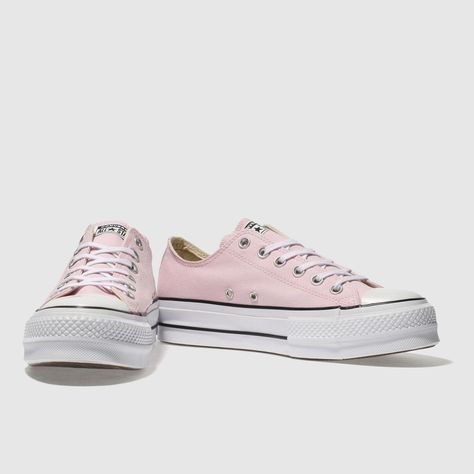 Schuh - Converse pale pink ox lift platform canvas sneakers - £60 Canvas Sneakers, Chuck Taylor Sneakers, Chucks Converse, Pale Pink, Converse Sneaker, Chuck Taylors, Converse, Sneakers