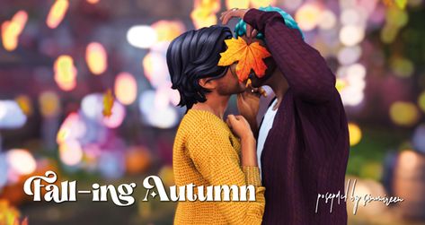 Fall-ing Autumn | Patreon Stylish Poses, Fall Inspired Drinks, Fall Poses, Toddler Poses, Ts4 Poses, Fall Picnic, Baby Poses, Fall Events, Pumpkin Picking