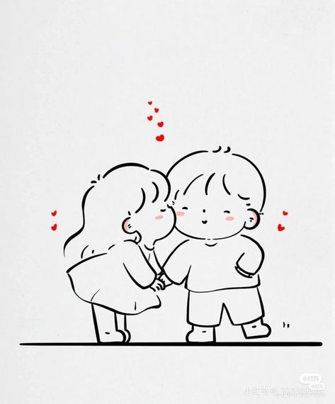 Mini Couple Drawing, Kiss Doodle Cute, Cute Couple Drawings Sketches, Romantic Drawings Of Couples, Cute Romantic Drawings, Bday Drawings, Couple Cartoon Romantic, Anniversary Drawings, Cute Love Doodles Couples