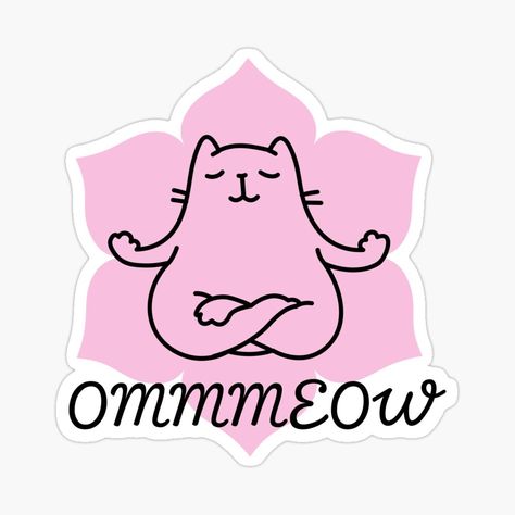 Ommmeow funny yoga cat teeshirts and accessories #om #yogacat #sticker #catlover Yoga Cartoon, Yoga Drawing, Yoga Stickers, Cat Gym, Yoga Cat, Cat Tee Shirts, Cool Gym, Yoga Illustration, Cartoon Cats