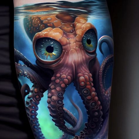 Observation Drawing, Octopus Tattoo Sleeve, Tiger Tattoo Sleeve, Nightmare Before Christmas Tattoo, Octopus Tattoo Design, Full Tattoo, Octopus Tattoos, Wicked Tattoos, Neck Tattoo For Guys