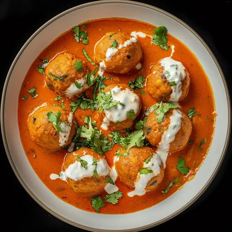 Paneer Kofta is a luscious and indulgent Indian dish known for its deep-fried paneer (Indian cottage cheese) balls served in a rich and creamy tomato-based gravy. This vegetarian delight is a favorite in Indian cuisine, celebrated for its decadent flavors and delightful textures. Paneer Kofta Recipe, Kofta Recipes, Cottage Cheese Balls, Paneer Kofta, Momo Food, Fried Paneer, Indian Fast Food, Kofta Recipe, Indian Veg Recipes