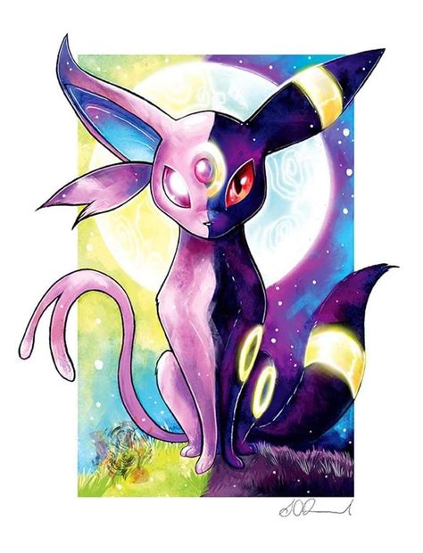 Espeon And Umbreon, Evoluzioni Eevee, Umbreon And Espeon, Pokemon Eevee Evolutions, Pokemon Poster, Pokemon Tattoo, Pokemon Eeveelutions, Eevee Evolutions, Burn Book