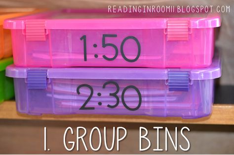 Small Group Bins, Guided Reading Groups Organization, Small Group Materials Organization, Classroom Small Group Organization, Table Group Organization, Small Group Organization Storage, Kindergarten Reading Groups, Reading Group Organization, Small Group Organization