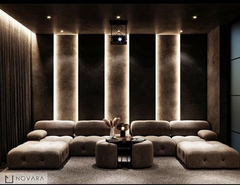 Home Cinema Room Ideas, Home Theatre Design, Home Cinema Design, Modern Media Room, Interior Design Portfolio Layout, Home Theater Room Design, Karaoke Room, Theater Room Design, Cinema Design