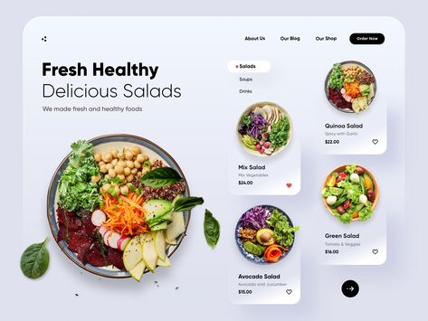 Food Website Design, Salad Design, Dessert Restaurant, Restaurant Website Design, Food Web Design, Best Website Design, App Design Inspiration, Food Website, Ui Design Inspiration