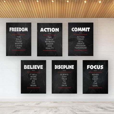 Ceo Office Wall Design, Wall Of Fame Ideas Offices, Core Values Office Wall Design, Corporate Values Wall, Office Phrases Wall, Corporate Office Quote Wall, Office Wall Typography Design, Ceo Office, Office Wall Design