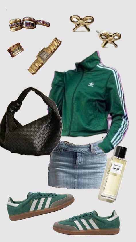 #outfit #outfitinspo #2000s #2000sfashion #coolgirl #coolgirlaesthetic #chunkyjewellery #gold #adidas #bows #y2k #stockholmstyle Gold Adidas, Chunky Jewelry, Stockholm Fashion, Alternative Outfits, Cute Fits, Fashion Mode, Fashion Killa, Dream Wardrobe, Fashion Inspo Outfits