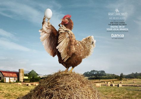 Bankia Print Advert By CLV: Chicken - Egg | Ads of the World™ Egg Advertising Design, Egg Advertising, Chicken Poster, Chicken Logo, 광고 디자인, Ad Of The World, Creative Advertising Design, Creative Advertising Campaign, Publicidad Creativa