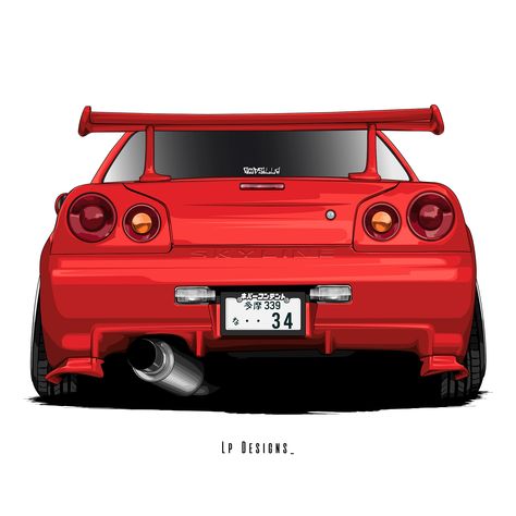 Nissan Skyline R34 GT-R on Behance Gtr Godzilla, Nissan Skyline R34 Gtr, Cars Vector, Nissan Gtr Nismo, Gtr Nismo, Nissan Skyline R34, Nissan Gtr R34, R34 Skyline, Cars Art