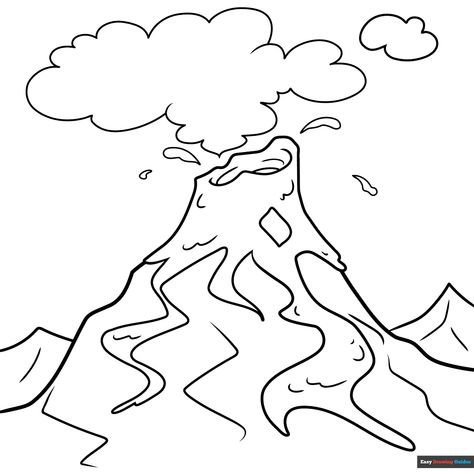 Free Cartoon Volcano Coloring Page for Kids Volcano Coloring Page, Volcano Printable, Cartoon Volcano, Landscape Coloring Pages, Volcano Art, Scary Coloring Pages, Forest Coloring Pages, Beach Coloring Pages, Free Printable Coloring Sheets