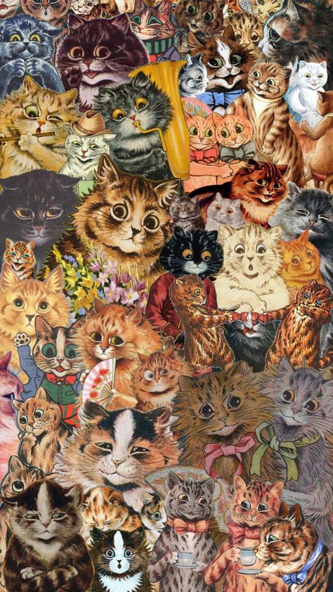 Louis Wain save me Louis Wain Cats, Cat Collage, Louis Wain, Wall Collage Decor, B2b Sales, Dorm Art, Phone Wallpaper Patterns, Art Collage Wall, Ethereal Art