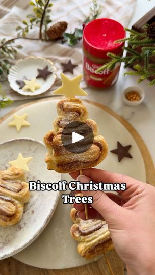 2.6K reactions · 46 shares | EASY BISCOFF CHRISTMAS TREES 🎄🎄🎄🎅🏼🎅🏼🎅🏼

Im so excited for everything Christmas this year 😅 and these were so good! Biscoff is a fave of mine if you didn’t notice 🤣🤣

1 sheet puff pastry
Biscoff
Chocolate stars 

Spread biscoff over half the sheet of puff pastry, then fold over the other half, make into strips. Fold them up into the tree shape. Put your stick through the centre, egg wash & bake for 15 mins. Add a chocolate star to the top - if you do this straight away the chocolate star starts to melt over the tree too😍😍 let me know if you try them! 🎄🎄🎄🎄 #biscoff #biscoffrecipe #easyfood #pastrytree #pastry #christmasfood #christmaspartyideas #kidfriendlyfood #biscoffspread #chocolate #christmascountdown | Chloe 🌸 Biscoff Chocolate, Biscoff Recipes, Everything Christmas, Chocolate Stars, Easy Puff Pastry, Food Christmas, Im So Excited, Christmas Food Gifts, Christmas Snacks