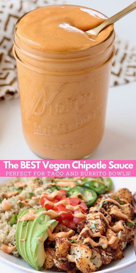 Vegan Chipotle Ranch, Vegan Chipotle Crema, Vegan Chipotle Dressing, Mexican Bowl Sauce, Vegan Burrito Sauce, Vegan Chipotle Sauce Recipe, Vegan Salsa Recipe, Vegan Chipotle Sauce, Vegan Salsa