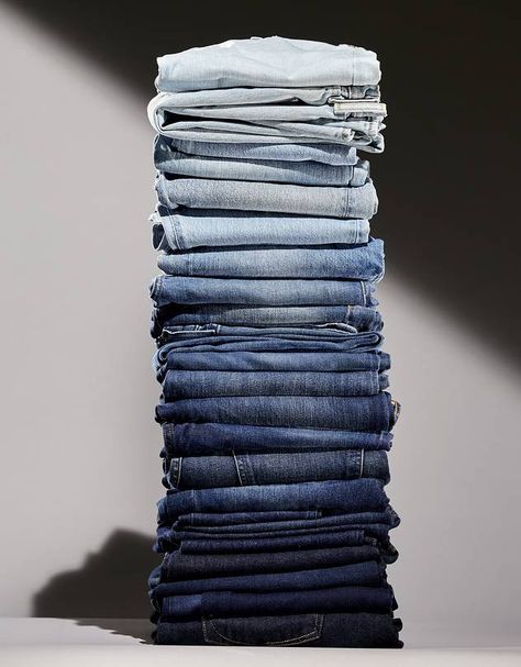 Denim Product Photography, Denim Aesthetic Photography, Jeans Storage Ideas, Laydown Styling, Denim Moodboard, Jean Aesthetic, Jeans Storage, Denim 2024, Denim Photography