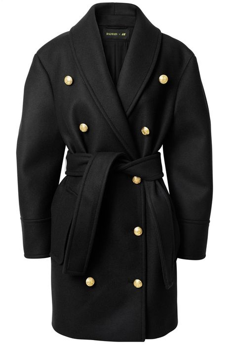 Balmain For H&M Balmain Coat, Hm Coat, H&m Collaboration, Balmain Jacket, Vogue Portugal, Shawl Collar Coat, Navy Blue Coat, Wool Wrap Coat, Blue Shawl