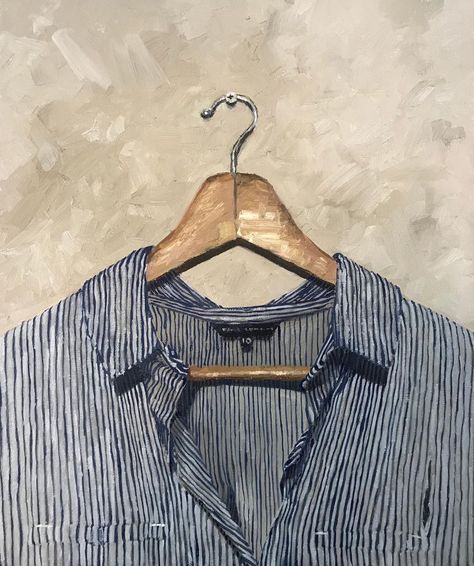 James Needham on Instagram: “Painting a striped shirt seemed a good idea when I started. Maybe a few things to change but nearly done. 20 x 24 in oil on canvas.…” Casual Striped Button-up Dress Shirt, Vintage Striped Button Shirt, Relaxed Fit Button-up Shirt With Striped Cuffs, Relaxed Fit Button-up Top With Striped Cuffs, Striped Button-up Cotton Dress Shirt, Clothes Shirt, Instagram Painting, Paint Shirts, Shirt Art