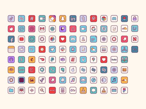 Retro icons groovy home screen by Ruxandra Nastase on Dribbble Retro App Icons, Retro App, Retro Icons, App Ikon, Zestaw Ikon, Etiquette Vintage, Ios App Iphone, Screen Icon, Cute App