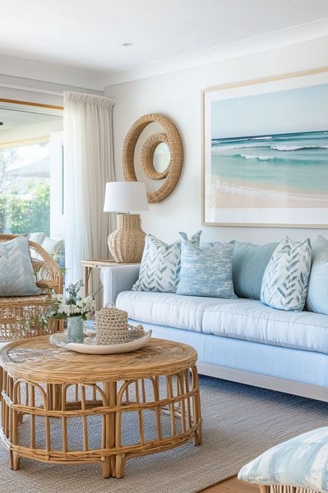 Create a coastal chic vibe with light colors, natural textures, and beach-inspired decor. #CoastalDecor #BeachVibes #ChicStyle Coastal Chic Decor, Beach Inspired Decor, Room Inspired, Sea Shell Decor, Coastal Chic, Beach Inspired, Beach Vibes, Create Space, Beach Vibe