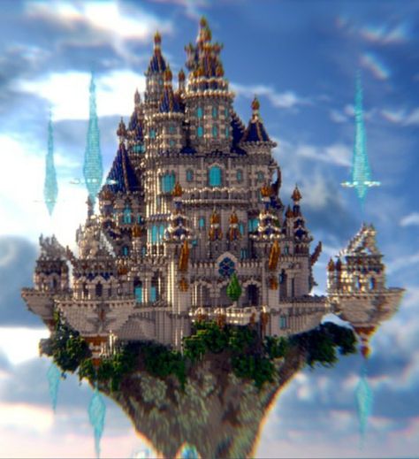 Mystic Minecraft Builds, Sea Castle Minecraft, Minecraft Megabase Ideas, Minecraft Floating Castle, Sky Castle Minecraft, Minecraft Sea Kingdom, Mega Base Minecraft, Minecraft Fantasy Castle, Minecraft Mega Builds