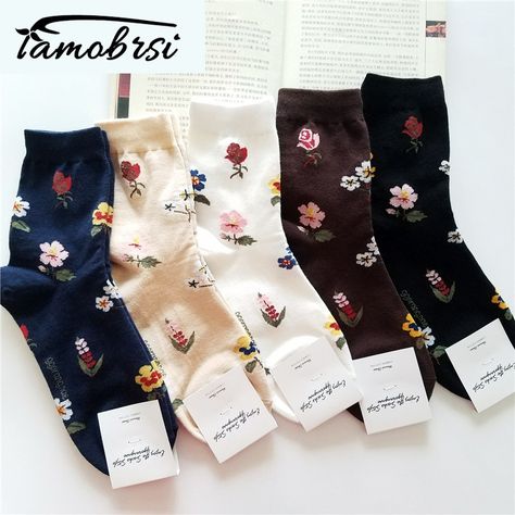 Streetwear Cute, Cheap Socks, Ladies Socks, Dr Aesthetic, Floral Socks, Trendy Socks, Art Socks, Socks Cute, Women Streetwear