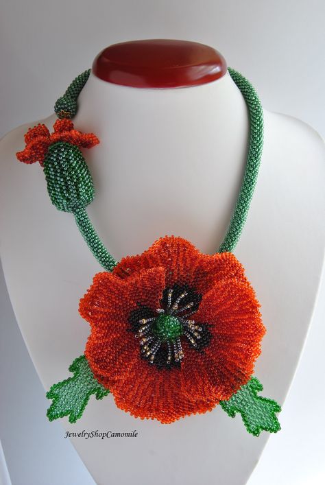 Poppy necklace Flower poppy Beaded poppy Beaded flower Red flower Flower necklace Beadwork necklace Handmade necklace Red poppy Seed bead necklace Poppy Beading Pattern, Handmade Red Beaded Flower Necklaces, Beaded Poppy, Flower Beaded Necklace, Orange Beaded Flower-shaped Jewelry, Flower Poppy, Ukrainian Beaded Necklace Pattern, Poppy Necklace, Crochet Beaded Necklace