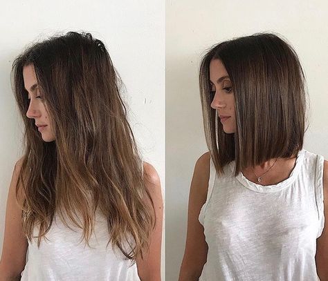 Long hair to shoulder length bob transformation @domdomhair Braids For Medium Length Hair, Medium Hairstyles, Long Bob Hairstyles, Hairstyles Braids, Hair Black, Long Bob, Hair Envy, Shoulder Length Hair, Length Hair