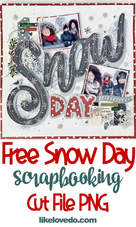 Snow Day Scrapbook Page, Winter Scrapbook Titles, Winter Paper Crafts, 2023 Scrapbook, Winter Scrapbook Layouts, Winter Scrapbook, Winter Scrapbooking, Travel Scrapbook Pages, Winter Paper