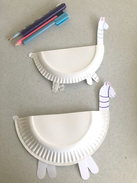 Make a Paper Plate Llama | Be A Fun Mum Paddle Pop, Llama Face, Pom Pom Decorations, Pop Stick, Led Pencils, Tape Painting, Plate Crafts, Paper Plate Crafts, Head And Neck