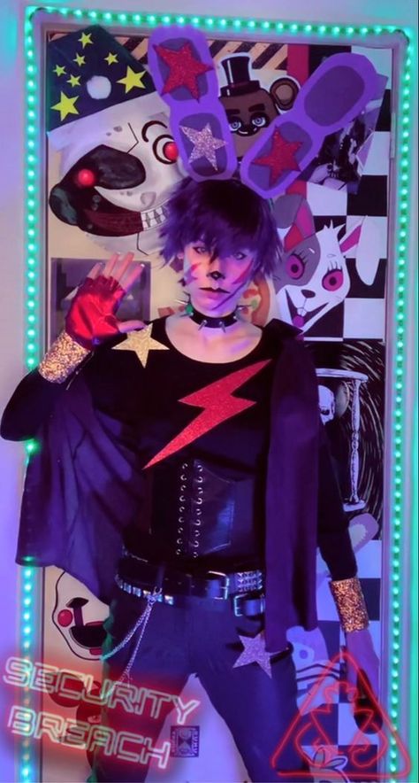 Glam Rock Bonnie Fnaf, Fnaf Bonnie Makeup, Bonnie Inspired Outfits Fnaf, Fnaf Bonnie Outfit, Bonnie Fnaf Outfit Ideas, Glamrock Bonnie Cosplay, Fnaf Cosplay Bonnie, Bonnie Cosplay Fnaf, Bonnie Fnaf Cosplay