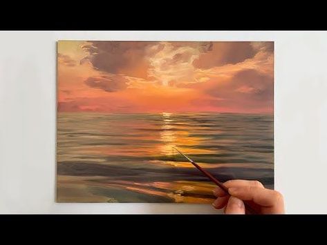 Sunset Painting Tutorial: Step By Step Sunset Painting Tutorial, A Sunset Painting, Painting Tutorial Step By Step, Landscape Painting Ideas, Sunset Paintings, Simple Oil Painting, Acrylic Tutorials, Oil Painting Tutorial, Canvas Painting Tutorials