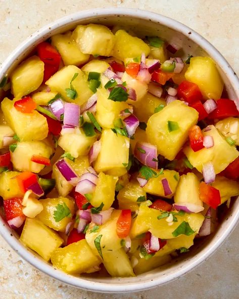 Fresh Pineapple Salsa Recipe (Easy!) | The Kitchn Grilled Pineapple Salsa Recipe, Fresh Pineapple Salsa Recipe, Call Recipes, Grilled Pineapple Salsa, Quick Salsa, Pineapple Salsa Recipe, Homemade Condiments, Delicious Appetizer Recipes, Pineapple Salsa