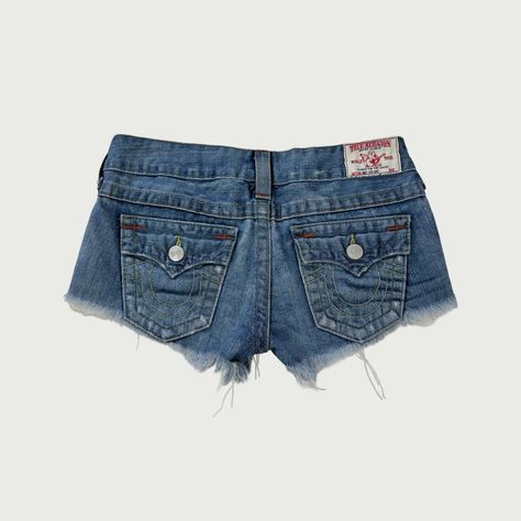 True Religion Low Rise Jean Shorts ♪ In mid wash... - Depop Low Rise Jean Shorts, True Religion Shorts, Low Rise Jean, Hot Pant, Low Rise Shorts, Cut Offs, True Religion, Denim Wash, Low Rise