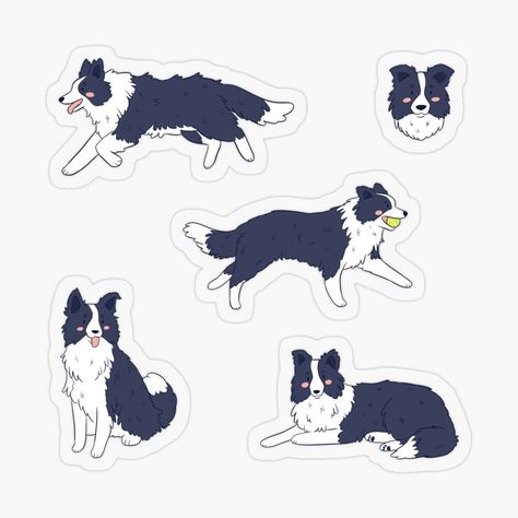 Border Collie Cartoon Drawing, Border Collie Cartoon, Cartoon Border Collie, Border Collie Drawing, Dogs Stickers, Cute Border Collie, Border Collie Art, Cute Border, Cute Borders