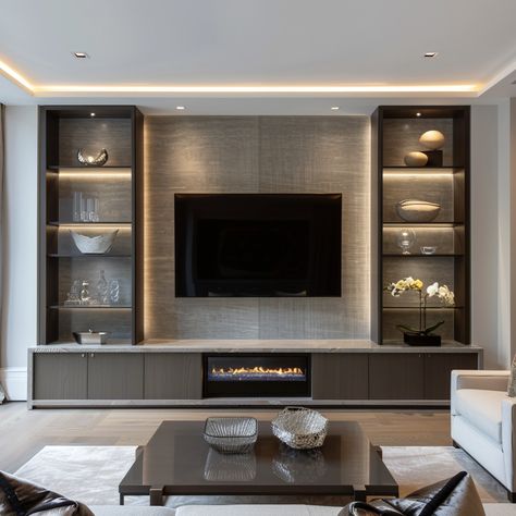 Build In Tv Cabinet, Tv Wall Unit Designs, Tv Cabinet Wall, Built In Tv Cabinet, Contemporary Home Design, Luxury Villa Design, Wall Unit Designs, Wall Tv Unit Design, Living Room Tv Unit Designs