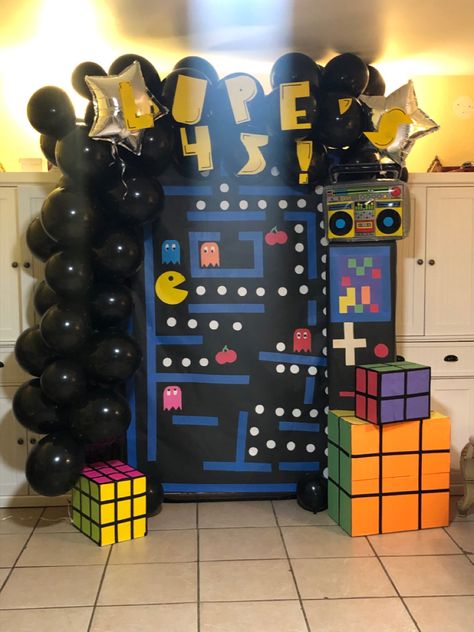 Arcade Themed Birthday Party, Arcade Theme, Arcade Birthday Parties, Pac Man Party, 80s Birthday, 80s Birthday Parties, Gaming Birthday, 45th Birthday, Man Party