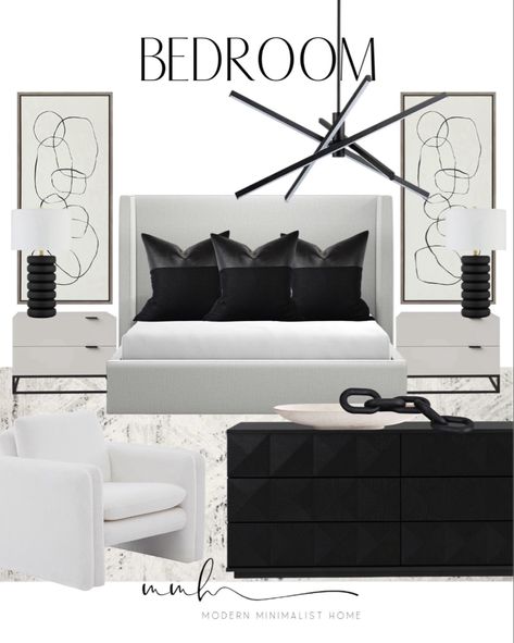 Modern black white and grey master bedroom design. bedroom // bedroom decor // bedroom furniture // bedroom Inpso // bedroom rug // bedroom inspiration // modern bedroom // bedroom dresser // master bedroom // master bedroom inspo // master bedroom decor // master bedroom furniture // master bed bedroom // primary bedroom // wayfair bedroom // home decor // modern home decor // decor // modern home // modern minimalist home // amazon home // home decor amazon // home decor 2024 // amazon home decor // wayfair // target home // target decor // home // Follow my shop @modern.minimalist.home on the @shop.LTK app to shop this post and get my exclusive app-only content! #liketkit #LTKfindsunder50 #LTKstyletip #LTKhome @shop.ltk Black White And Silver Bedroom, Beautiful Bedroom Colors, Bedroom 2024, Bedroom Vibes, Bedroom Color Combination, Apartment Stuff, Modern Minimalist Home, Bedroom Bliss, Master Decor