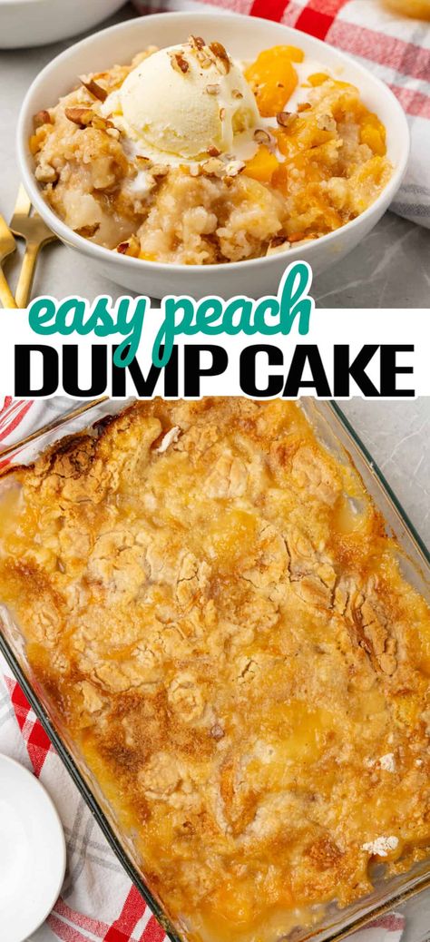 4 Ingredient Desserts, Peach Cobbler Dump Cake, Peach Dump Cake, Dessert Oreo, Apple Dump Cakes, Peach Cobbler Easy, Peach Desserts, Peach Cake, Peach Cobbler Recipe