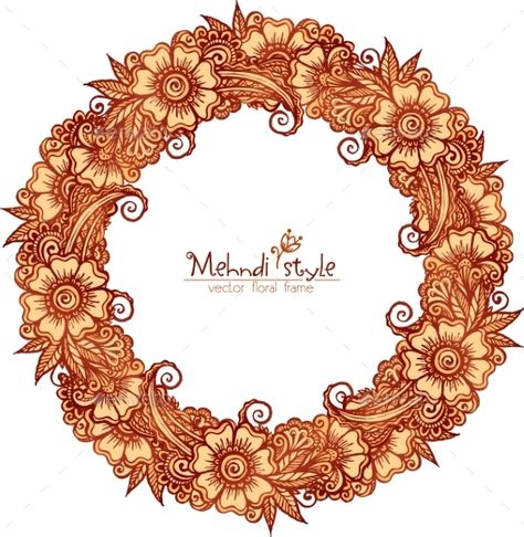 Vector decorative round frame in Indian mehndi style Mehendi Logo Design, Mehandi Logo Design, Mehndi Logo Design, Mehndi Poster Design, Mehndi Logo, Henna Logo Design, Mehndi Wallpaper, Henna Illustration, Besties Dp